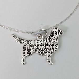 Golden Retriever Silhouette Necklace Sterling Silver New with Tags Love Words